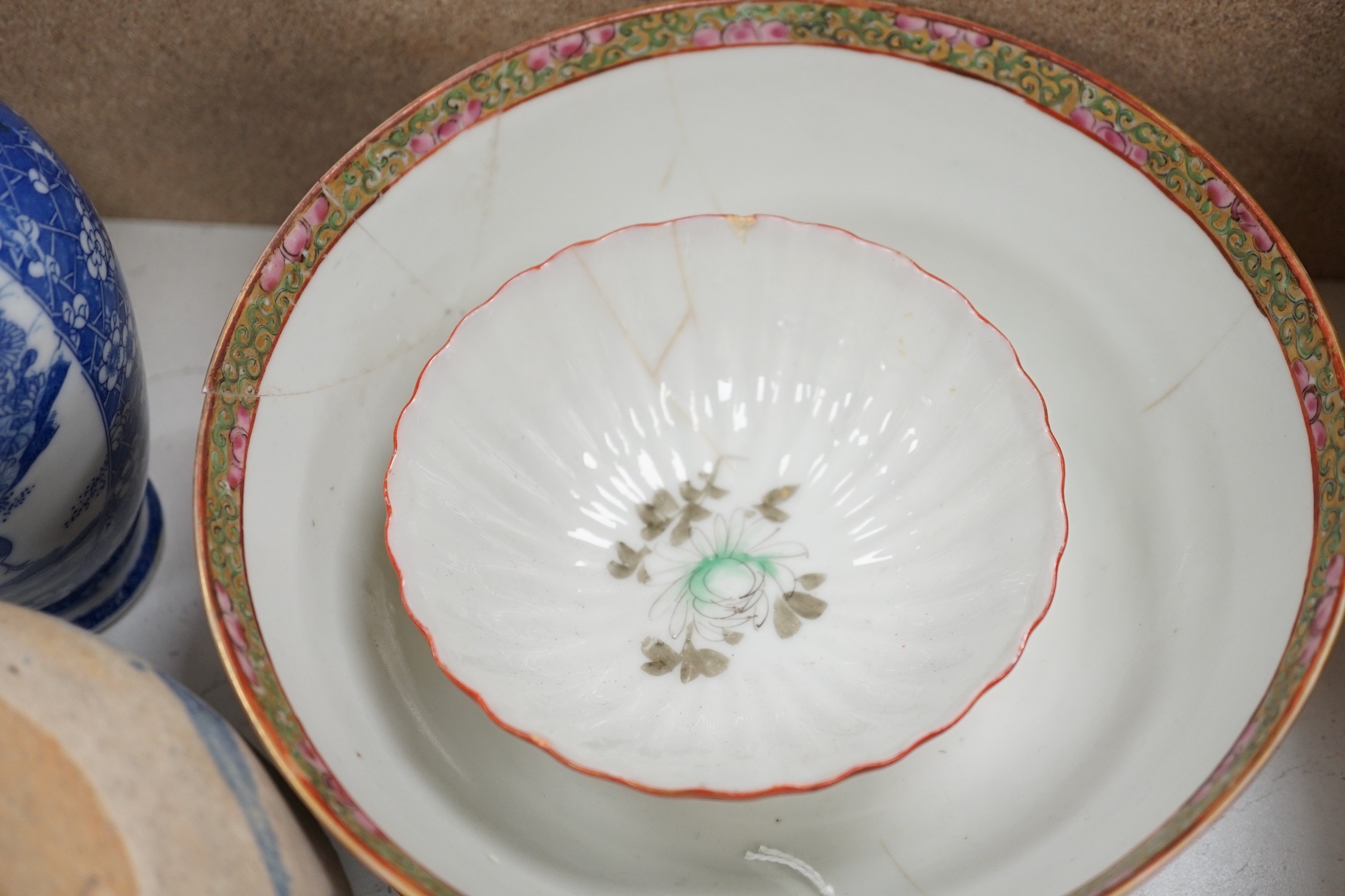 A group of mixed Chinese, Japanese and English ceramics